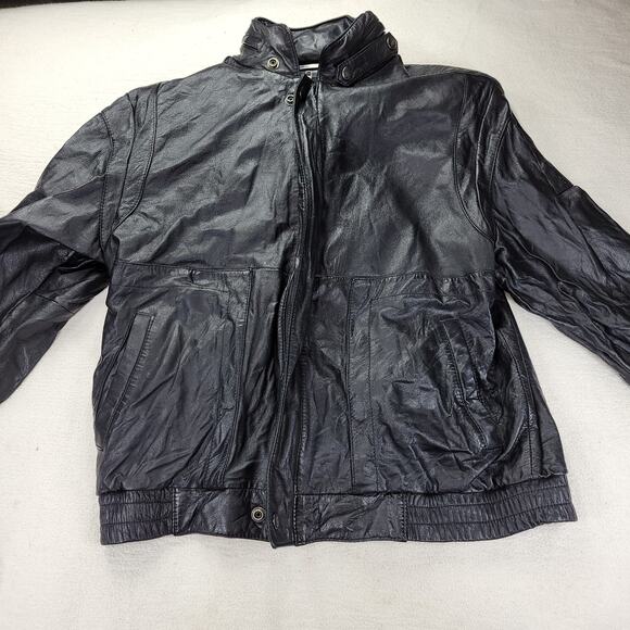 Vintage Nika Jacket Mens Sz 40 (Medium) Black Leather Gorpcore Biker Hooded Coat - Picture 11 of 16